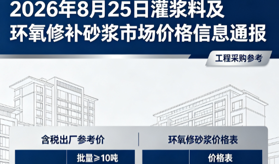 潮安2026年8月25日灌浆料及环氧修补砂浆市场价格信息通报